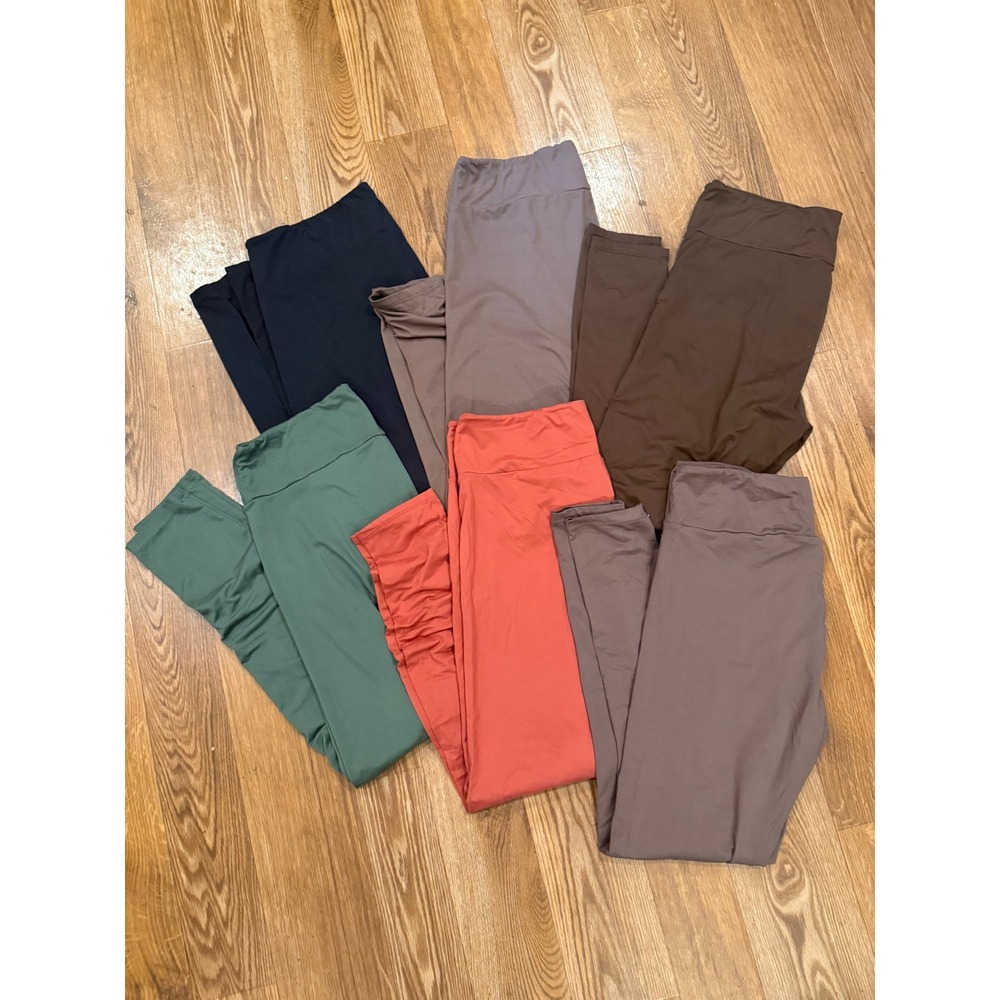 LuLaRoe Leggings Bundle Women One Size Multicolor Earth Tones 6 Pack Solid